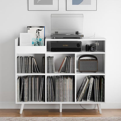 Cozy Castle Large Record Player Stand, Vinyl Storage Cabinet Mid Century Modern by CozyCastle