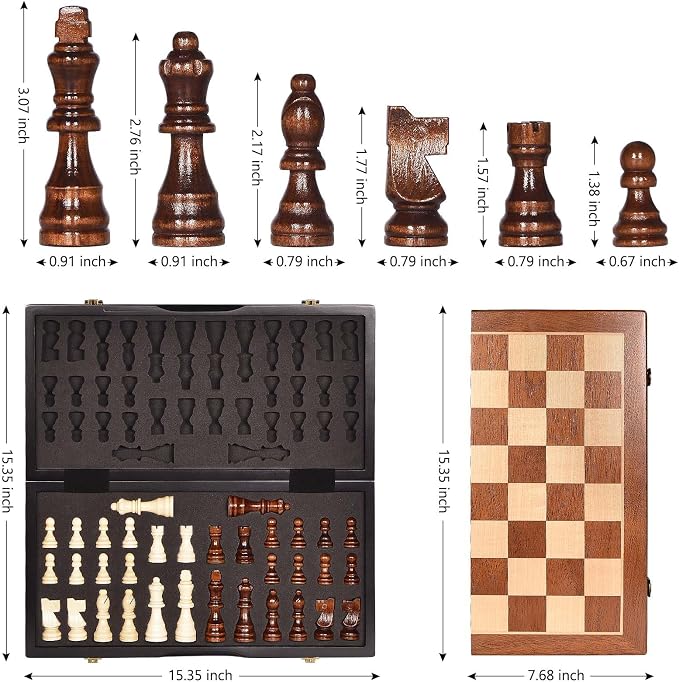 Magnetic Wooden Chess Set 15" Unique Chess Board Game - Image 4