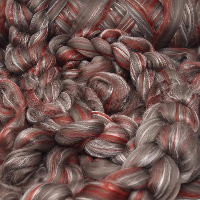 Merino Silk Luxe Tonal Designer Blend. Superfine Merino, Tussah Silk. Top Roving - Image 3