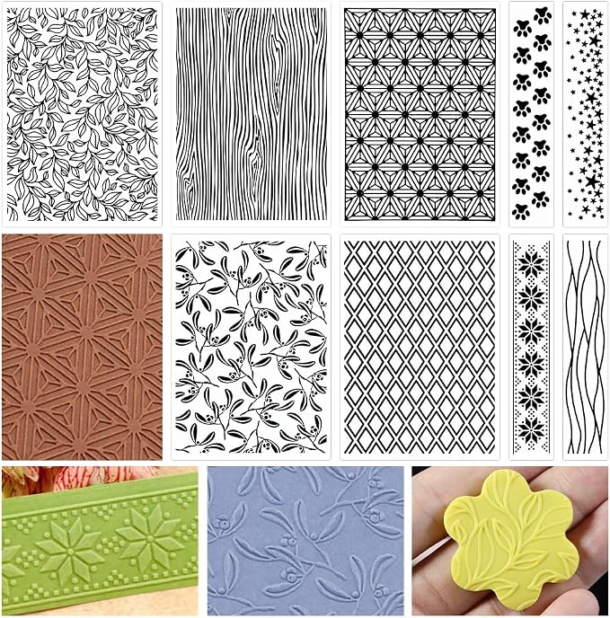 Embossing Folders Clay Stamps for Polymer Clay Earrings Making Embossing Tool by PTFJZ