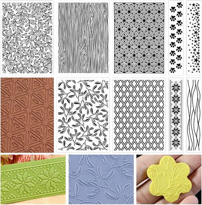 Embossing Folders Clay Stamps for Polymer Clay Earrings Making Embossing Tool by PTFJZ