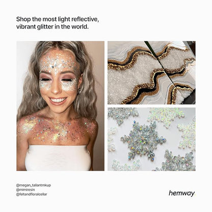 Hemway Glitter for Resin 100g White Iridescent Metallic Crystals for Epoxy - Image 6