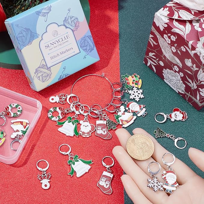 SUNNYCLUE 1 Box 20pcs Christmas Stitch Markers Knitting Crochet Knitting - Image 3