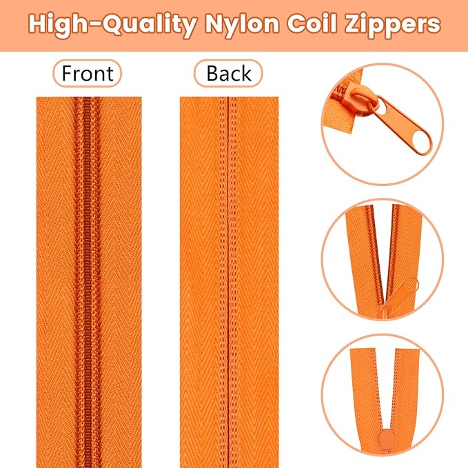 DOITEM 22.2 Yards/ 20 m 10 Pieces Assorted Colors #5 Nylon Coil Zippers - Image 4