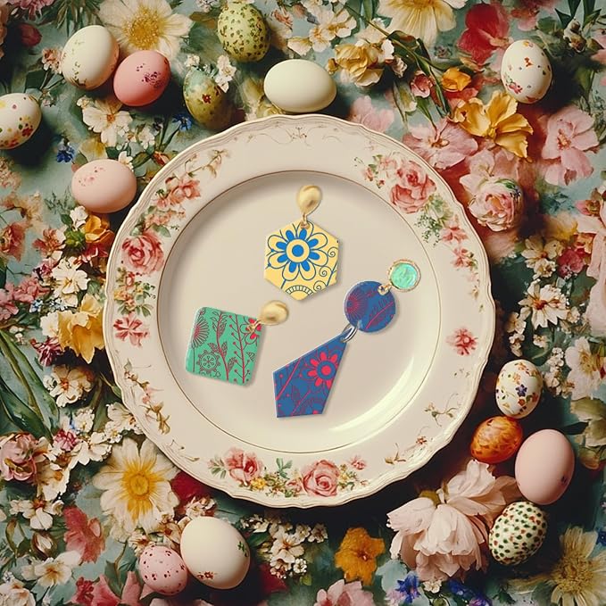 CHGCRAFT Abstract Wildflowers Polymer Clay Texture Sheets Geometric Flowers - Image 6