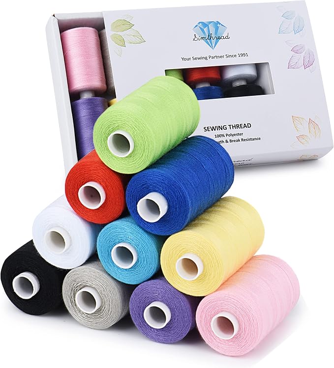 Simthread All Purpose Sewing Thread, 10 Spool Assorted Color 1000 Yards Each by Simthread