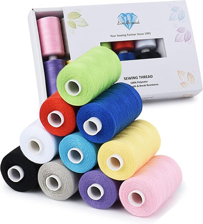 Simthread All Purpose Sewing Thread, 10 Spool Assorted Color 1000 Yards Each by Simthread