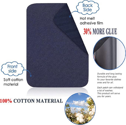 12PCS Fabric Iron on Patches Inside & Outside Strong Glue 100% Cotton Repair - Image 3