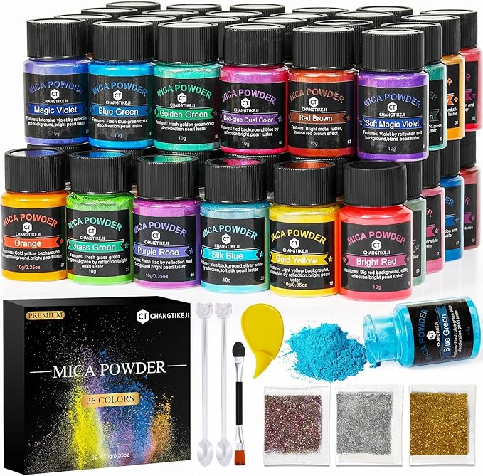 CHANGTIKEJI Mica Powder，36 Colors - 10g/Bottle of Natural Pigment Powder by CHANGTIKEJIWelcomeYouOrder