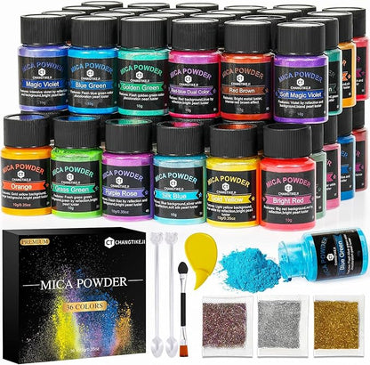 CHANGTIKEJI Mica Powder，36 Colors - 10g/Bottle of Natural Pigment Powder by CHANGTIKEJIWelcomeYouOrder