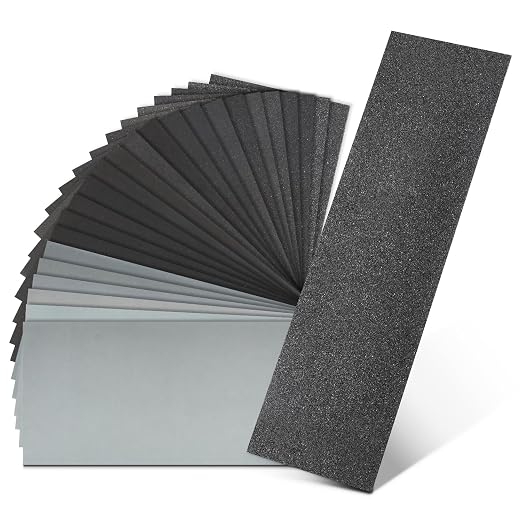 24PCS Sandpaper Assortment 12 Grits Wet Dry Sandpaper Sheets, Silicon Carbide by CooBigo