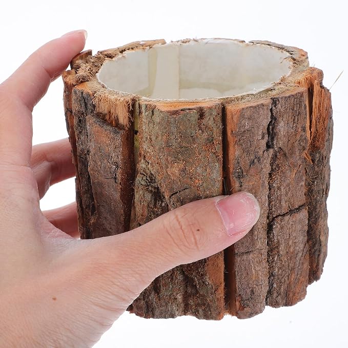ARTIBETTER Bark Planter Pot 2pcs Wood Bark Pot Natural Log Succulent Planter - Image 3
