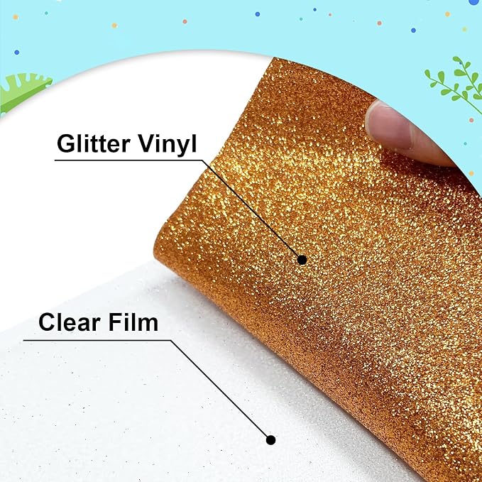 Bronze Glitter Heat Transfer Vinyl 12Inch*6FT Glitter Iron on Vinyl - Image 3