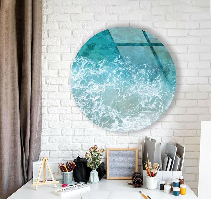 My Photostation.com 31.5'' Diameter Sea Waves Round Glass Wall Art Tempered - Image 7