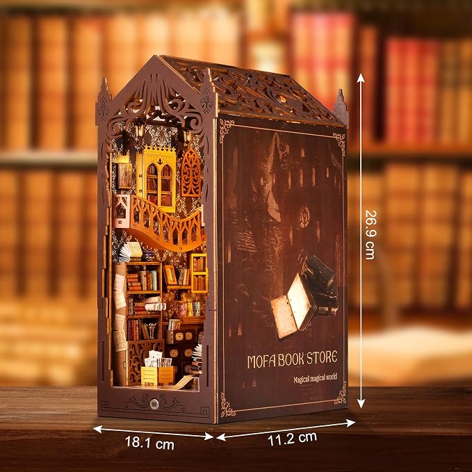 DIY Book Nook Kit, Miniature Dollhouse Bookshelf Insert - Image 2