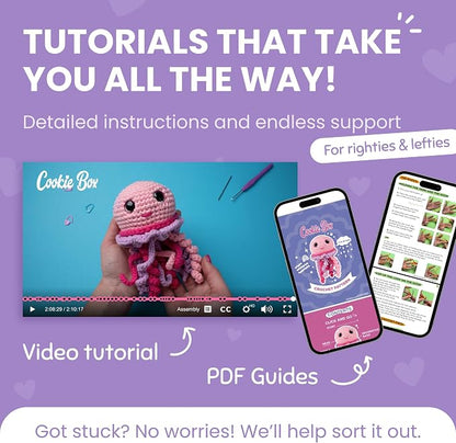 Cookie Box Crochet Kit for Beginners – Gift Set to Make Jellyfish Jenny - Image 3