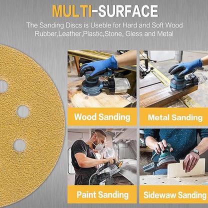 80PCS 5 Inch 8 Hole Sanding Discs 40 Grit - Image 4