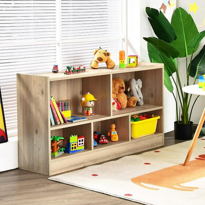 Tangkula 5 Cube Bookcase, 2 Tier Wooden Storage Open Bookshelf, Kid's Playroom - Image 4