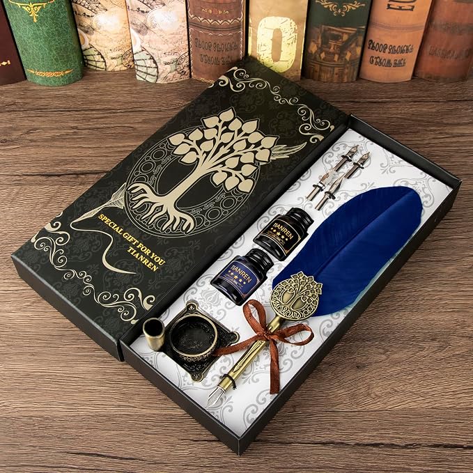 Quill pen ink set, Feather Pen and Ink Set, Antique Calligraphy Pen - Image 4