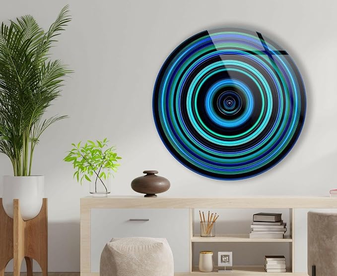 My Photostation.com 27.5'' Diameter Blue and Green Round Glass Wall Art - Image 4