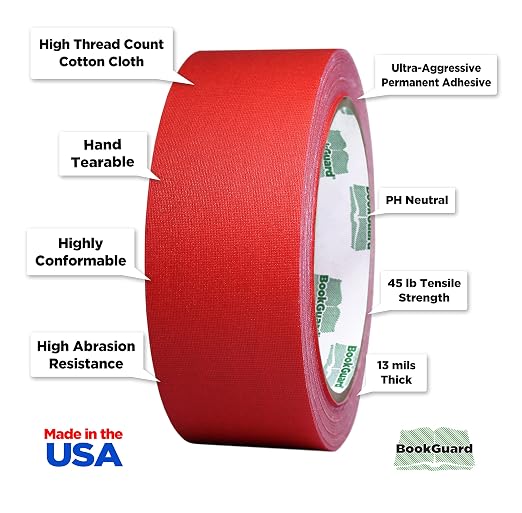 BookGuard 1-1/2 Inch Vinyl-Coated Cotton Cloth Bookbinding Repair Tape - Image 2