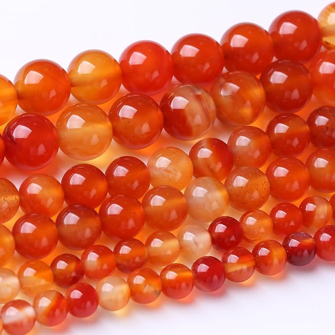90PCS 4MM Red Agate Beads Round Loose Stone Beads by JIANJING