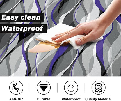Kitchen Mats for Floor Modern Abstract kitchen rugs Grey and Purple Stripe Anti - Image 4