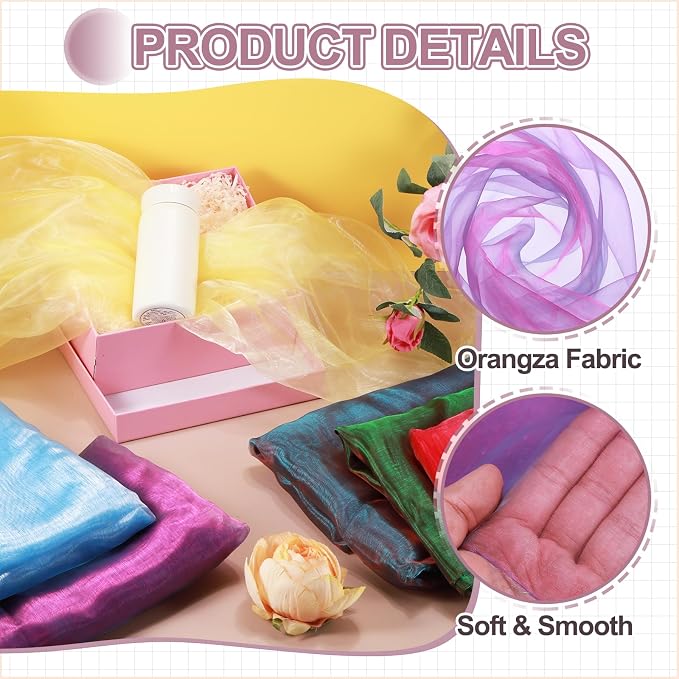 MECCANIXITY Iridescent Sheer Organza Fabric, 10 Yards x 59 Inches Solid - Image 3