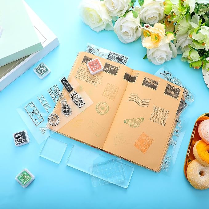 Yinder 7 Pcs Vintage Rubber Clear Stamps Set 4 Sheet Transparent Postage - Image 5