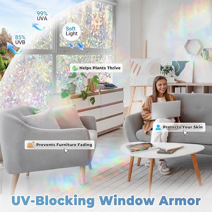 DOWELL Window Privacy Film Rainbow Film, Stained Glass Decorative Sticker - Image 3