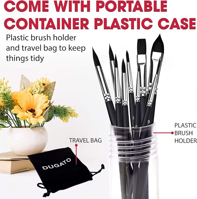 Watercolor Brushes Professional, DUGATO 12pc Artist Paint Brush Set - Image 3