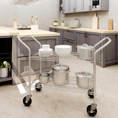 18" W x 36" L x 36" H Chrome Heavy Duty Utility Cart | 2-Tier | NSF Commercial - Image 3