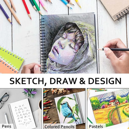JOY SPOT! 5.5x8.5 Inch Sketch Book, 200 Sheets, Spiral Bound Artist Sketch Pad - Image 5