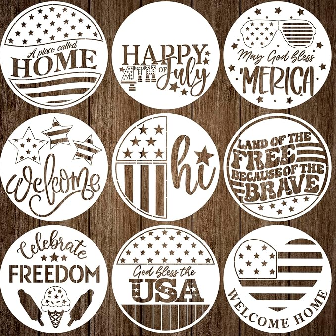 Patriotic Welcome Stencils 12” 4th of July Stencil Independence Day Stencils by SUNVERSE