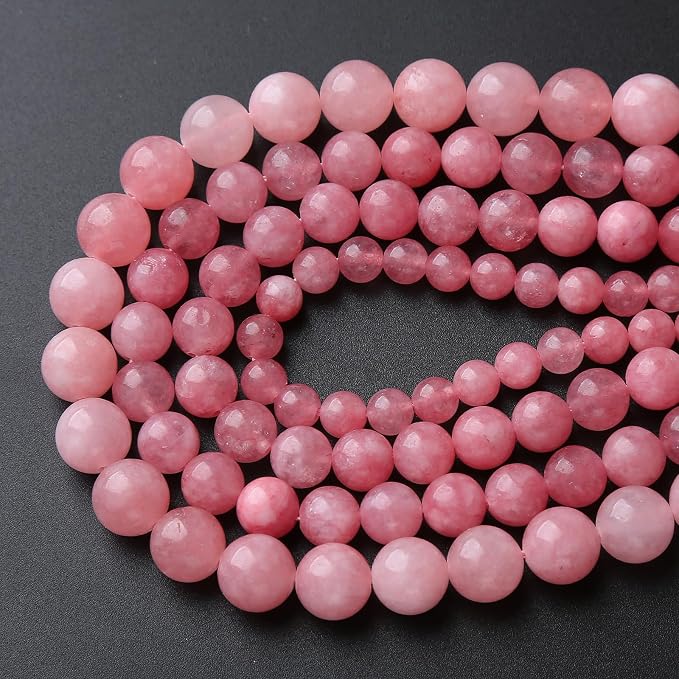 45pcs 8mm Natural Rose Pink Chalcedony Stone Round Loose Beads - Image 3