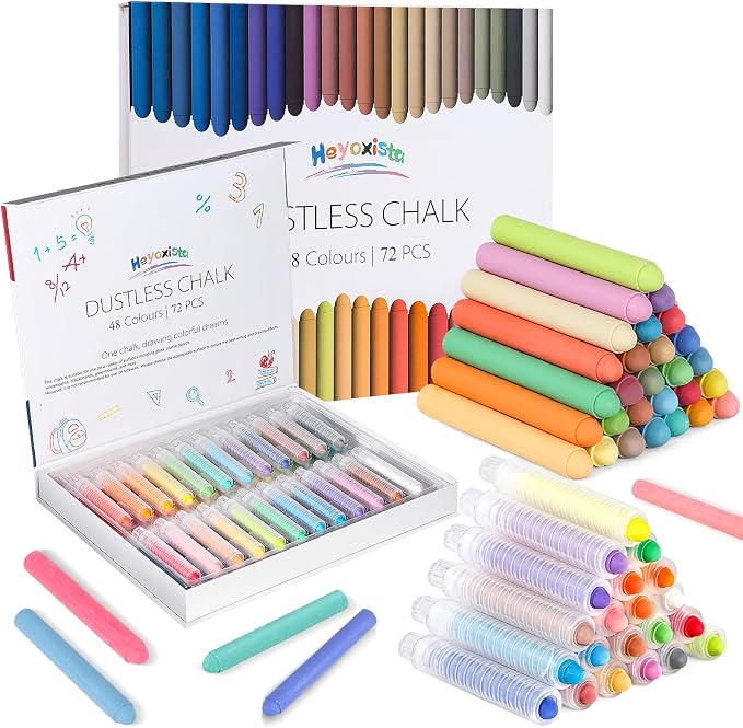 72Pcs Colored Dustless Washable Drawing Chalk Artists Set by Unknown