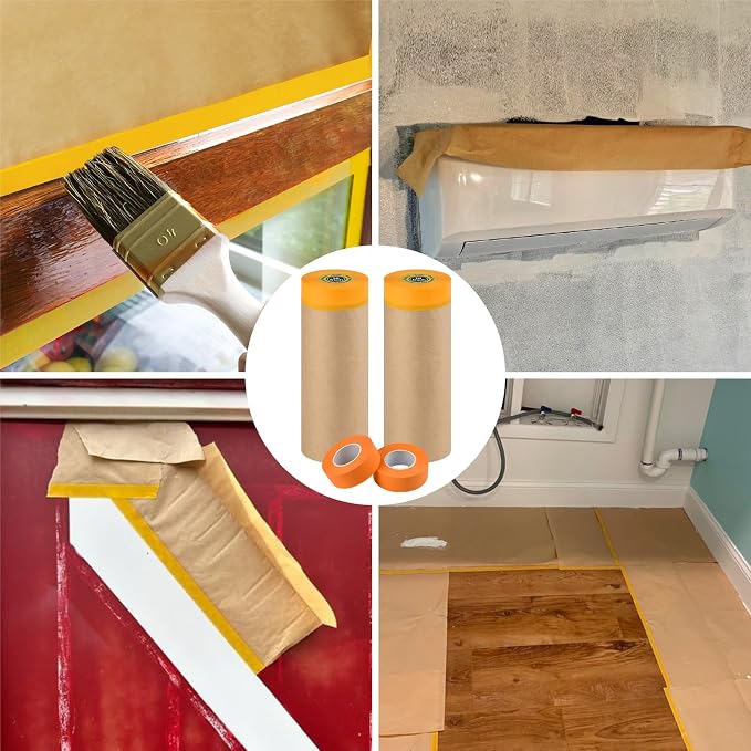 Pre-Taped Masking Paper for Painting, 2 Pack 18 inch x 66 Ft Masking Paper Roll - Image 8