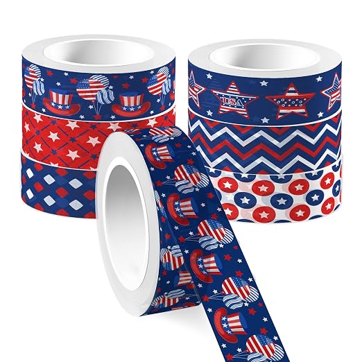 Washi Tape 12 Rolls Washi Tape Set Patriotic Packing Tape American Flag Washi - Image 7