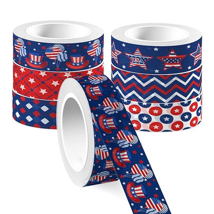 Washi Tape 12 Rolls Washi Tape Set Patriotic Packing Tape American Flag Washi - Image 7