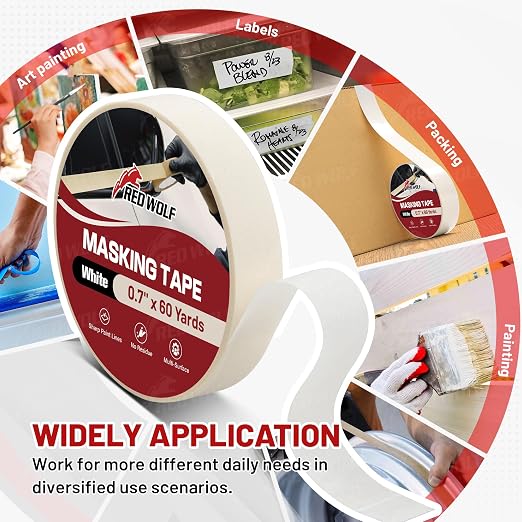 RED WOLF 0.94" x 60 Yards Masking Tape 6 Pack, General Purpose - Image 6