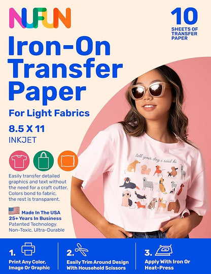 NuFun Activities Ink Jet Printable Iron-on Heat Transfer Paper by NufunActivitesDesignPrintIronEnjoy