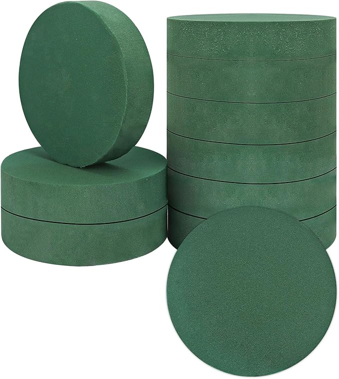 IHDYPPEW 10 PCS Floral Foam Blocks, 7 Inch Large Dry Round Green Floral Foam by IHDYPPEW