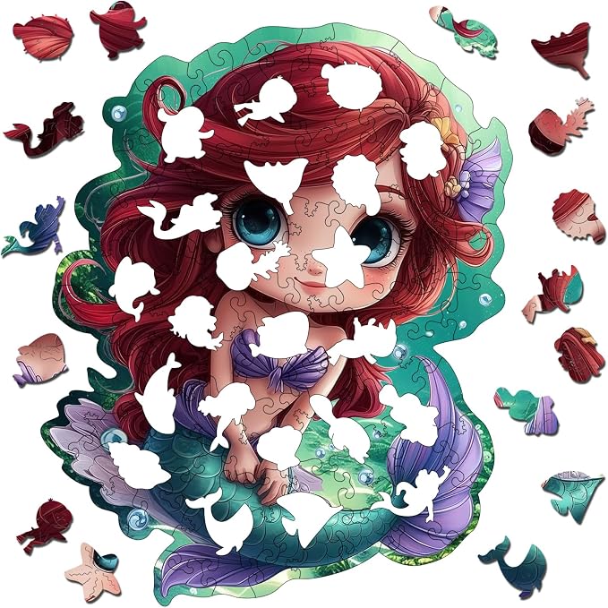 Wooden Puzzles for Adult and Kids, 100 Pieces Ocean Puzzle, Mermaid Unique - Image 4
