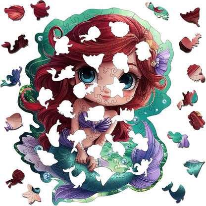 Wooden Puzzles for Adult and Kids, 100 Pieces Ocean Puzzle, Mermaid Unique - Image 4