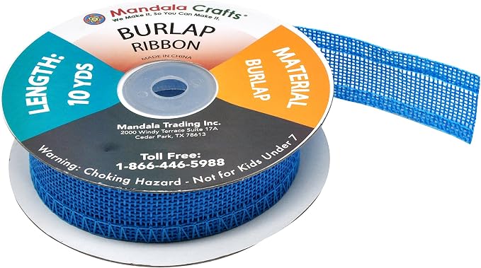 Mandala Crafts Sky Blue Burlap Ribbon 1 Inch Wide Jute Ribbons - Image 4