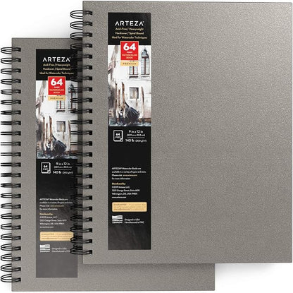 ARTEZA Watercolor Sketchbook 2-Pack, 9x12 Inches – 64 Pages Each, Spiral-Bound - Image 2