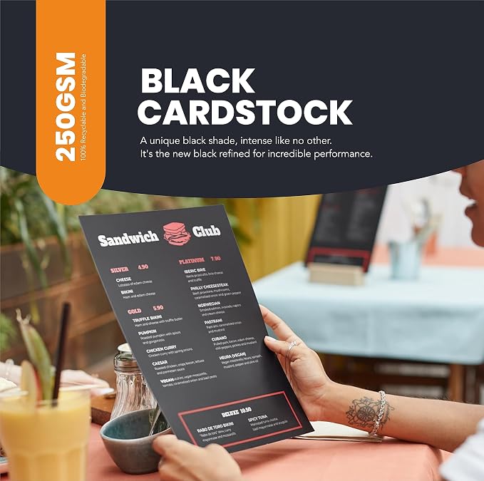 Black Cardstock Thick Paper 50 Sheets, 8.5" x 11" Heavyweight 92lb Cover Card - Image 2