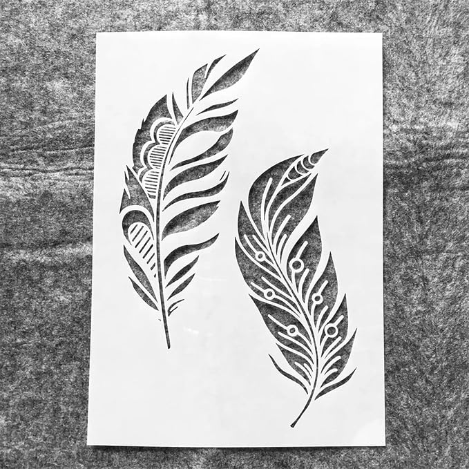 TIAMECH A4 Reusable Two Feathers Stencil - Image 3