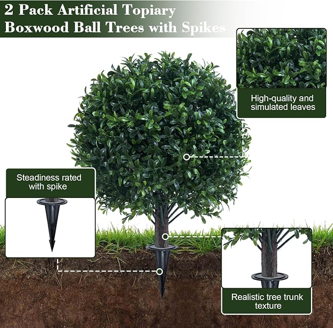 Artificial Boxwood Topiary Ball Bush - Image 3
