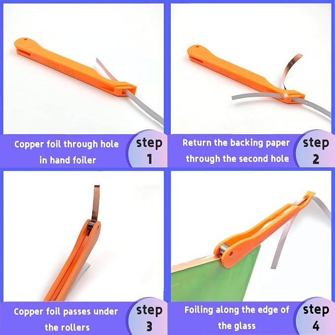 Copper Foil Hand Foiler for Stained Glass, 7/32" and 1/4" Hand Foiler Tool Kits - Image 6